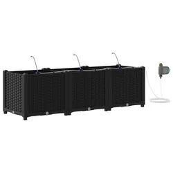 Vrtna saksija 3 pcs Crna 120 x 40 x 37,5 cm Plastika