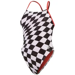 Speedo womens allover digital tie back chequered flag m - uk34