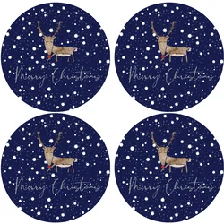 Bertoni Home Unisexs 4 Round Table Pads Set Renifer Navy Blue