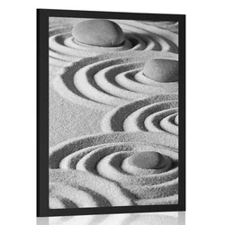 Plakat Zen kamni v peščenih krogih v črnobeli varianti - 20x30 white