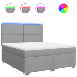 Vidaxl Box spring postelja z vzmetnico svetlo siva 180x200 cm blago