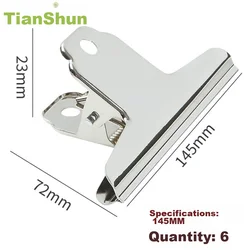tianshun Kancelarijske štipaljke, 145 mm, 6 komada, Srebrne boje