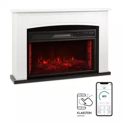 Klarstein Lucerne Smart, električni kamin, 1000/2000 W, LED, 18 - 27 ° C, tjedni timer, bijeli