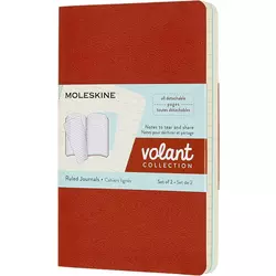Moleskine Volant Journals Large Ruled Coral Orange/Aqua Blue