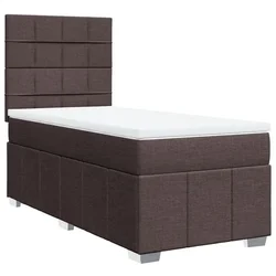 Vidaxl Box spring postelja z vzmetnico temno rjava 100x200 cm blago