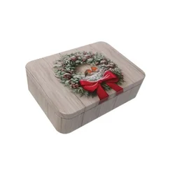 Viter novogodišnja metalna kutija  robin  pravougaona 14x10x3 cm ( 3500/424 )