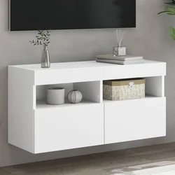 Zidni TV ormarić s LED svjetlima bijeli 80x30x40 cm
