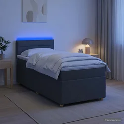 Krevet s box springom, madracem i LED-om Tamnosiva 90 x 190 cm