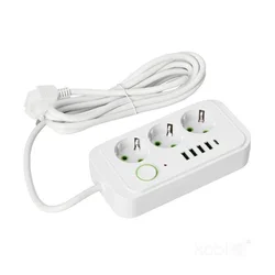 shumee Podaljšek 3 vtičnice + 4xUSB + USB-C 3m z ozemljitvenim kablom 3x1,5 bel