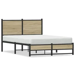 shumee vidaXL Kovinski posteljni okvir, brez vzmetnice, hrast sonoma, 120x190 cm