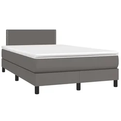 Krevet s oprugama i madracem LED sivi 120x190 cm umjetna koža