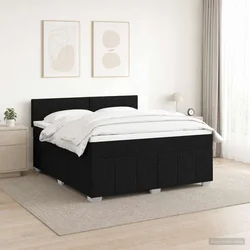 vidaXL Postelja boxspring z vzmetnico Črna 140 x 200 cm Blago