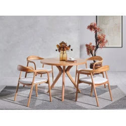 Hanah Home Trpezarijski sto i stolice Lindy, 100x100x70 cm, 4 stolice, Smeđi