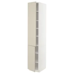 METOD Visoki element s policama/2 vrata, bela/Havstorp bež, 40x60x220 cm