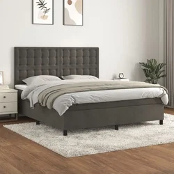 shumee Box spring postelja z vzmetnico temno siva 180x200 cm žamet