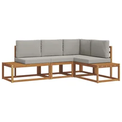 Set vanjskih sofa s jastukom 4 Komad Prirodna i svijetlo siva