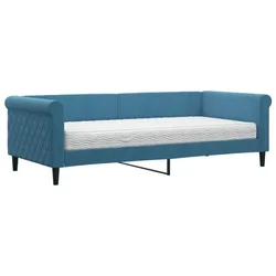 Vidaxl Dnevna postelja z vzmetnico modra 90x200 cm žamet