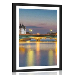 Plakat s paspartujem nočni Pariz - 40x60 black