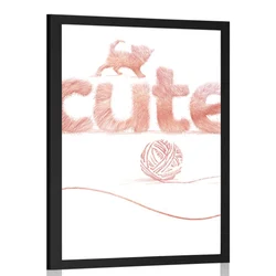 Plakat mačka z napisom Cute - 20x30 silver