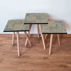 Hanah Home Set klub stočića 3Shp327, 3 komada, Šarena