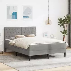 Okvir kreveta s madracem Svijetlo siva 140 x 200 cm Baršun