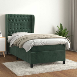 Greatstore Box spring postelja z vzmetnico temno zelen 90x190 cm žamet