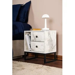 Hanah Home Noćni ormarić Glimmer, 45.2 x 50 x 29.5 cm, Bež-crni