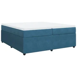 Vidaxl Box spring postelja z vzmetnico temno modra 200x200 cm žamet