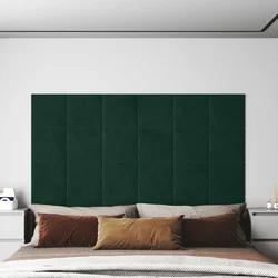 vidaXL Stenska glavna postelja 12 pcs Temno zelena 30 x 30 cm Žamet