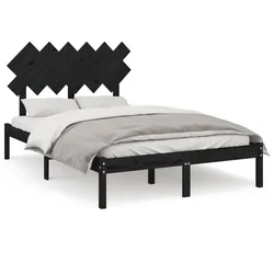 Vidaxl Posteljni okvir črn 135x190 cm trden les