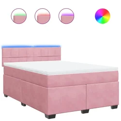 Vidaxl Box spring postelja z vzmetnico roza 160x200 cm žamet