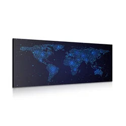 Slika zemljevid sveta z nočnim nebom - 80x40