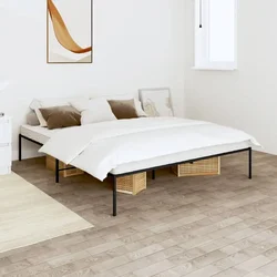 shumee vidaXL Kovinski posteljni okvir črne barve 150x200 cm