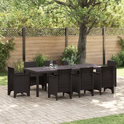 vidaXL Zunanja Miza Rjava 250x100x73 cm Poly Rattan
