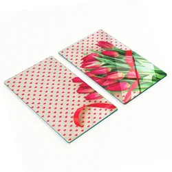 shumee Elegantne in trpežne steklene table s potiskom tulipanovih src 2x30x52 cm