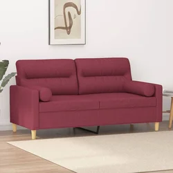 Vidaxl vidaXL Dvosed z blazinami, vinsko rdeča, 140 cm, blago