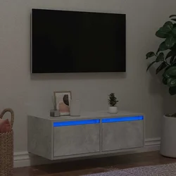 TV ormarić s LED svjetlima siva boja betona 75x35,5x25 cm