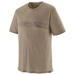 Patagonia Cap Cool Merino Blend Graphic T-shirt, Strata Stripe: Seabird Grey (M)