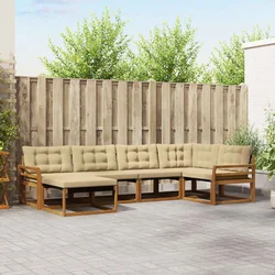 Set vanjskih sofa s jastukom 6 pcs Prirodna i bež