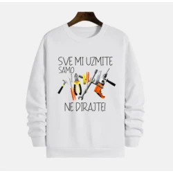 MAFIMI Muški duks Sve mi uzmite samo alat ne dirajte, Beli