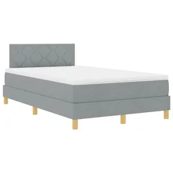 Vidaxl LED Box Spring Postelja Svetlo siva 120 x 200 cm blago