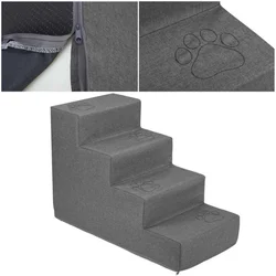 shumee Welsti pasje stopnice 40cm 4 stopnice temno sive s tačkami