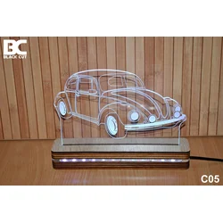 Black Cut 3D Lampa Svetlo plava