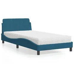 Krevet s madracem Dover plavi 100 x 200 cm baršunasti
