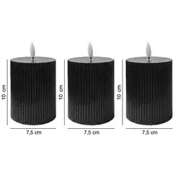 SET 3x LED sveća BRILLO LED/2xAA 10 cm crna + daljinski upravljač