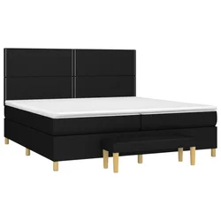 VIDAXL Box spring postelja z vzmetnico črn 200x200 cm blago