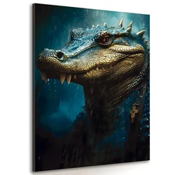 Slika modro zlati krokodil - 80x120