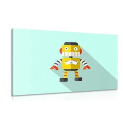 Slika rumen robot na modrem ozadju - 90x60
