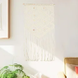 Zidna vješalica s makrameom 40 x 80 cm pamučna