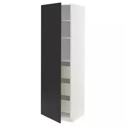 METOD / MAXIMERA Visoki element s fiokama, bela/Nickebo boja antracita, mat, 60x60x200 cm